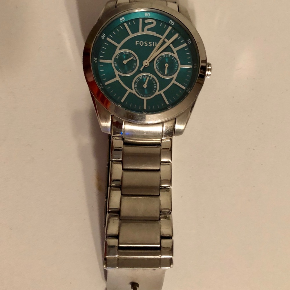 Silver Fossil Watch